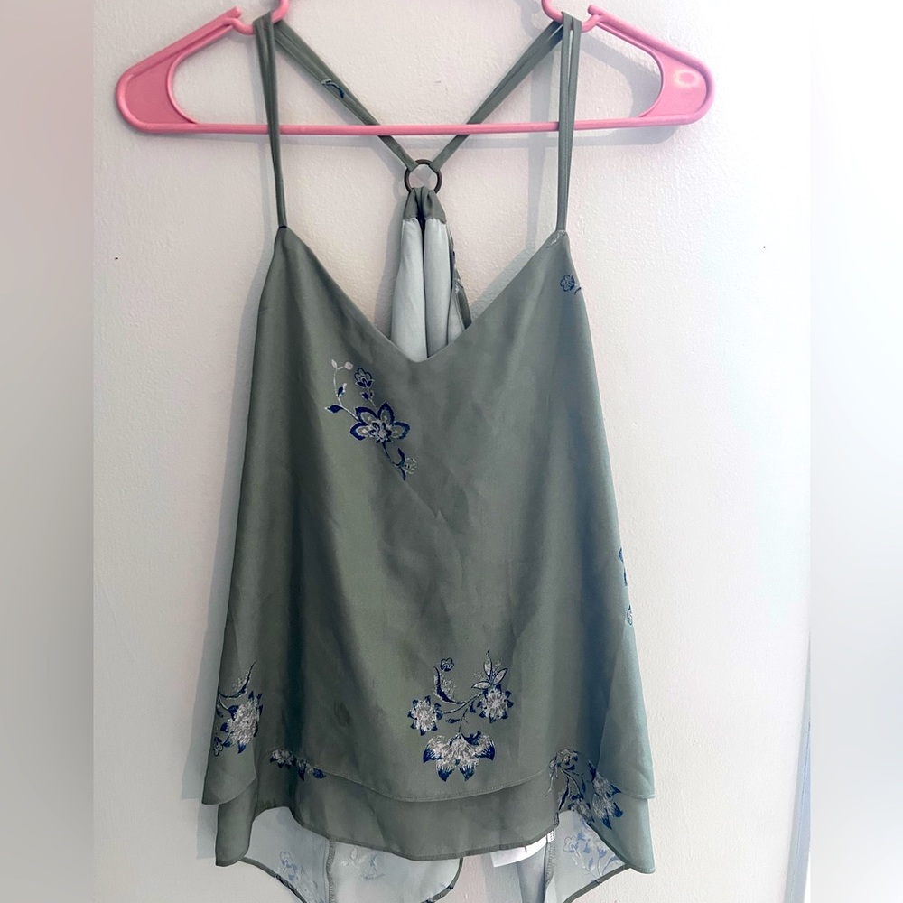 green floral y2k top/ size- can fit small and medium/ satin material